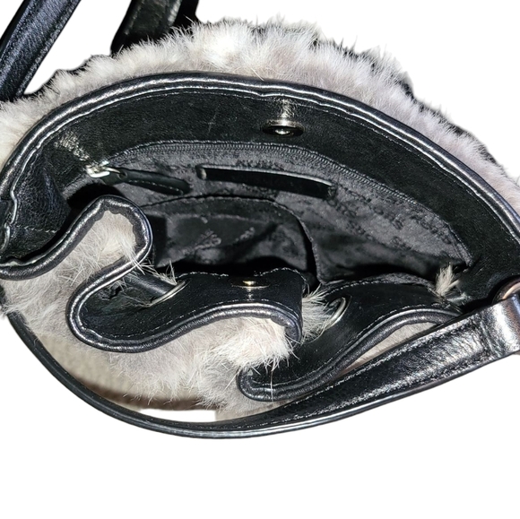 MICHAEL KORS Rabbit Fur Crossbody Bag With Silver Hardware and Black Detailing - Picture 8 of 12